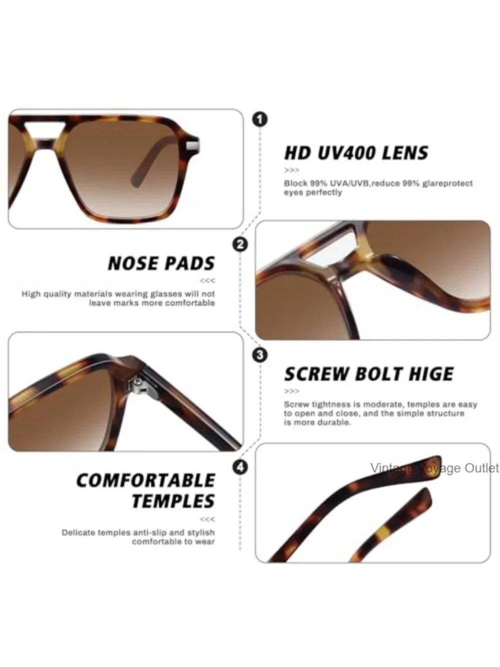 Retro Square Aviator Sunglasses for Women Men UV400 Protection Vintage Shades